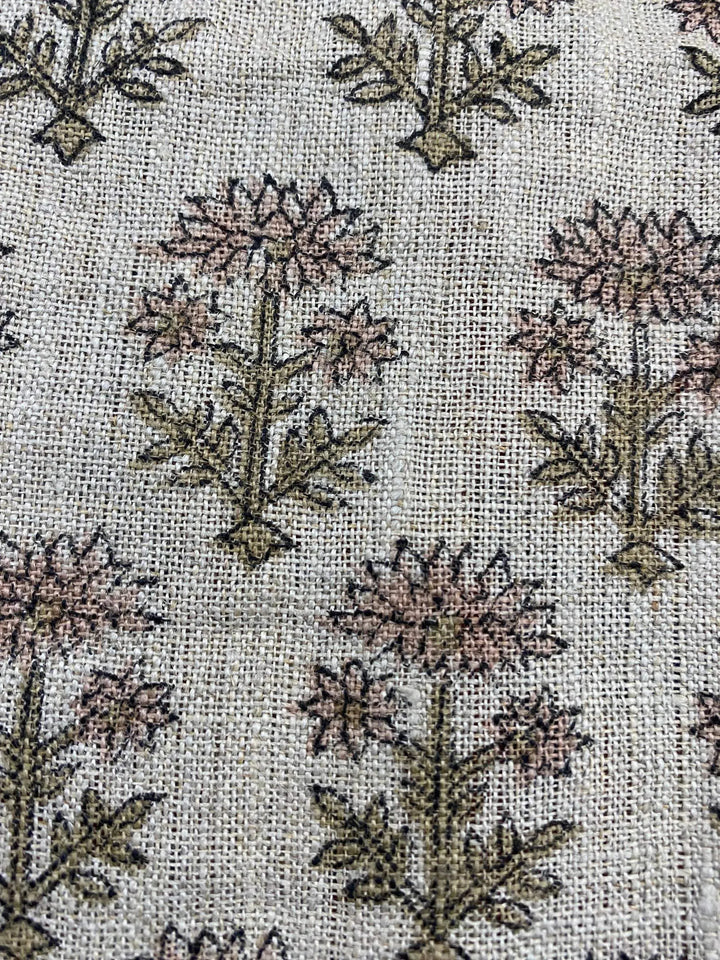 58" inches Hand Block Printed Linen Fabric , Home Decor Best Linen Fabric for decor, pillows ,upholstery, curtain - Maple Village Lane