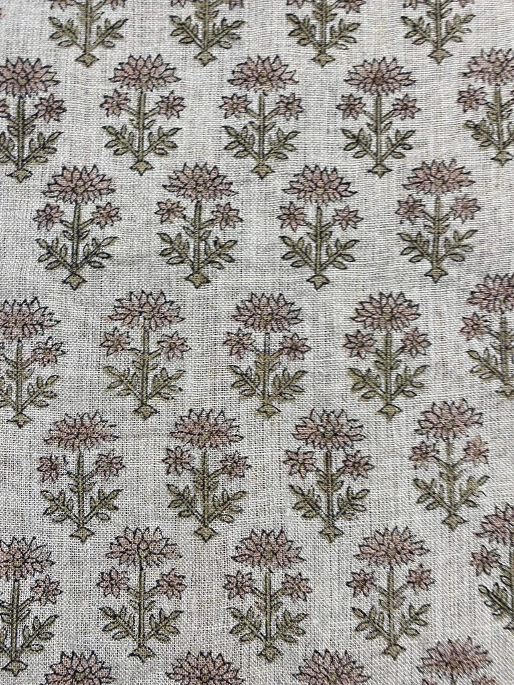 58" inches Hand Block Printed Linen Fabric , Home Decor Best Linen Fabric for decor, pillows ,upholstery, curtain - Maple Village Lane