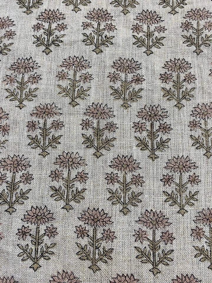 58" inches Hand Block Printed Linen Fabric , Home Decor Best Linen Fabric for decor, pillows ,upholstery, curtain - Maple Village Lane