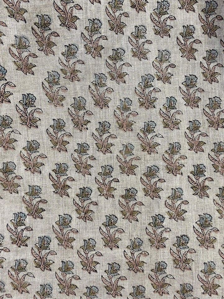58" inches Hand Block Printed Linen Fabric , Home Decor Best Linen Fabric for decor, pillows ,upholstery, curtain - Maple Village Lane