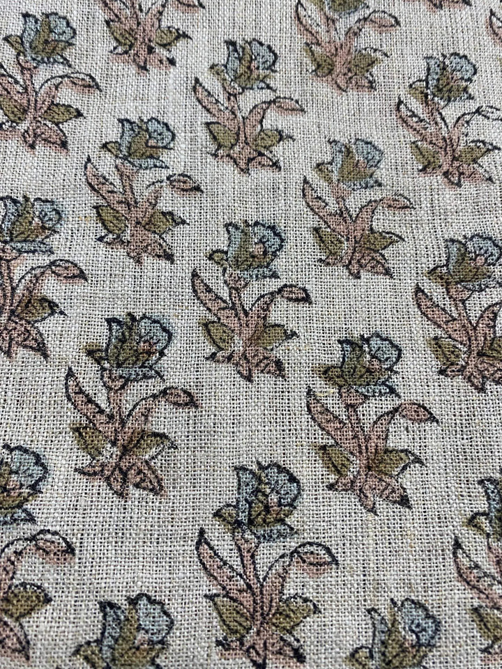 58" inches Hand Block Printed Linen Fabric , Home Decor Best Linen Fabric for decor, pillows ,upholstery, curtain - Maple Village Lane