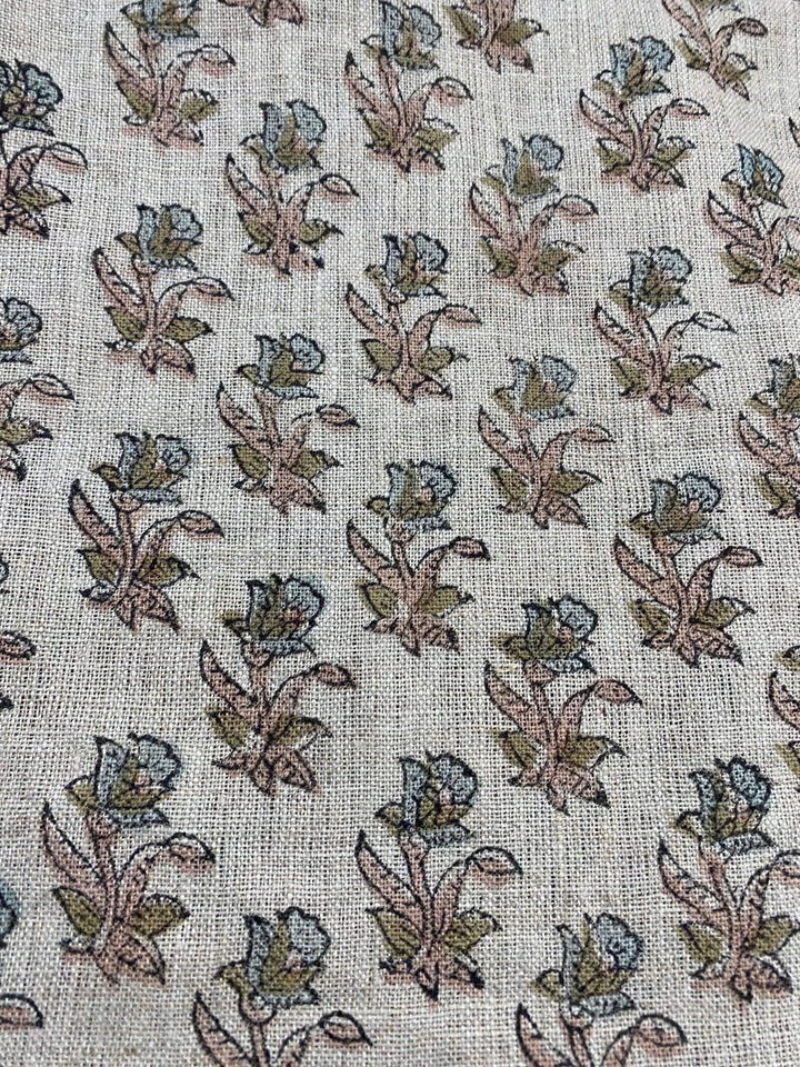58" inches Hand Block Printed Linen Fabric , Home Decor Best Linen Fabric for decor, pillows ,upholstery, curtain - Maple Village Lane