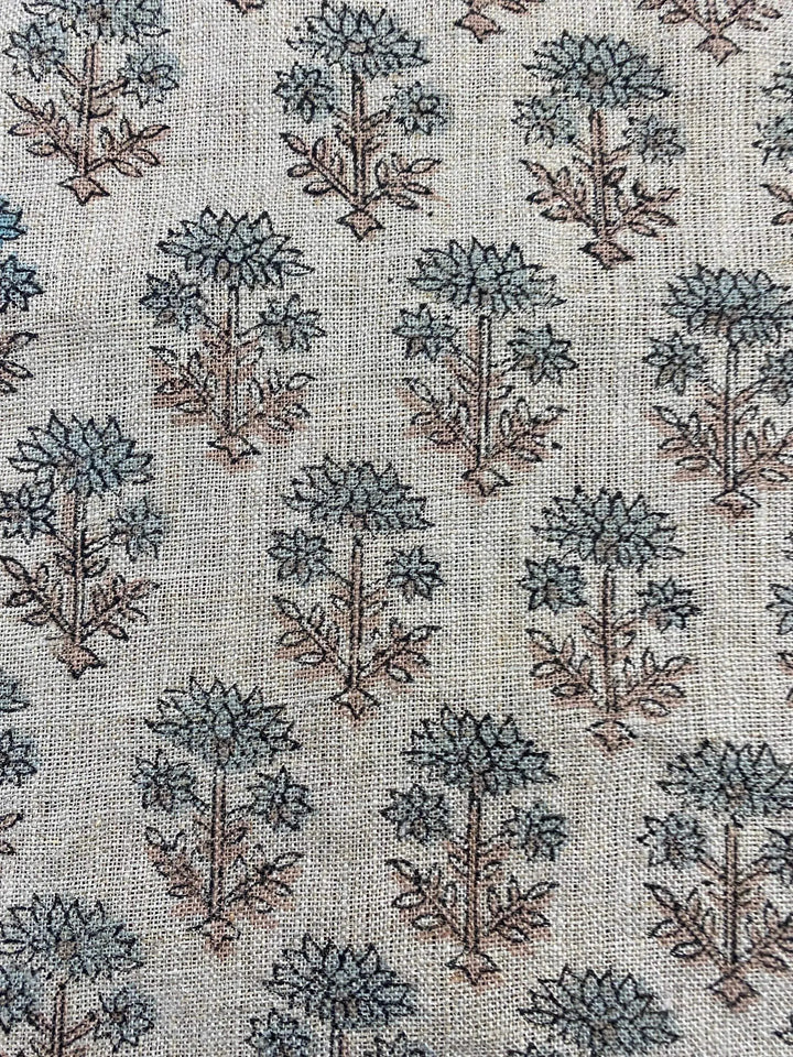 58" inches Hand Block Printed Linen Fabric , Home Decor Best Linen Fabric for decor, pillows ,upholstery, curtain Fabric , Room decor - Maple Village Lane