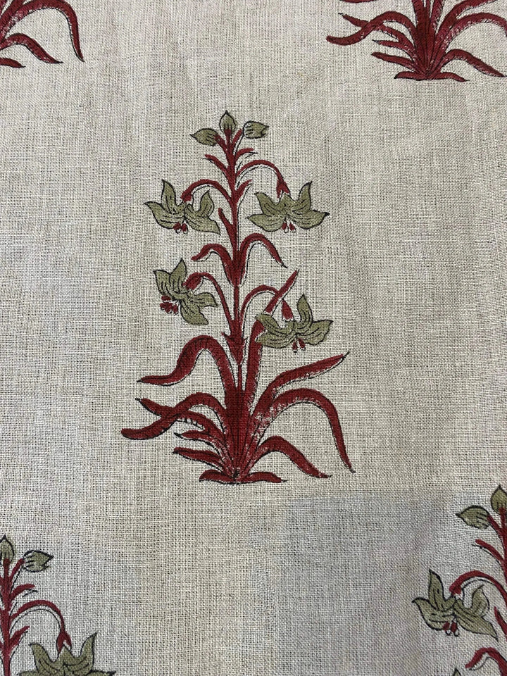 58" inches Hand Block Printed Linen Fabric , Home Decor Best Linen Fabric for decor, pillows ,upholstery, curtain - Maple Village Lane