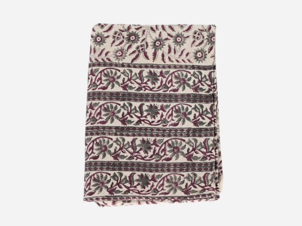 Hazel Floral Block Print Tablecloth