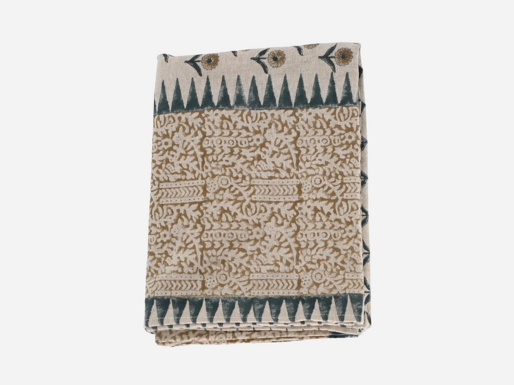 Fiona Floral Block Print Tablecloth - Maple Village Lane