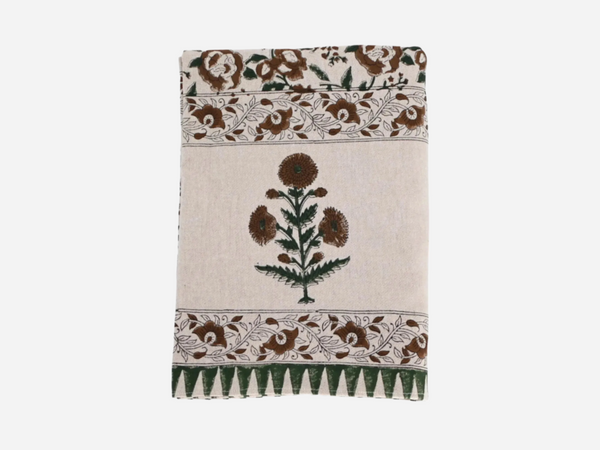 Clara Floral Block Print Tablecloth