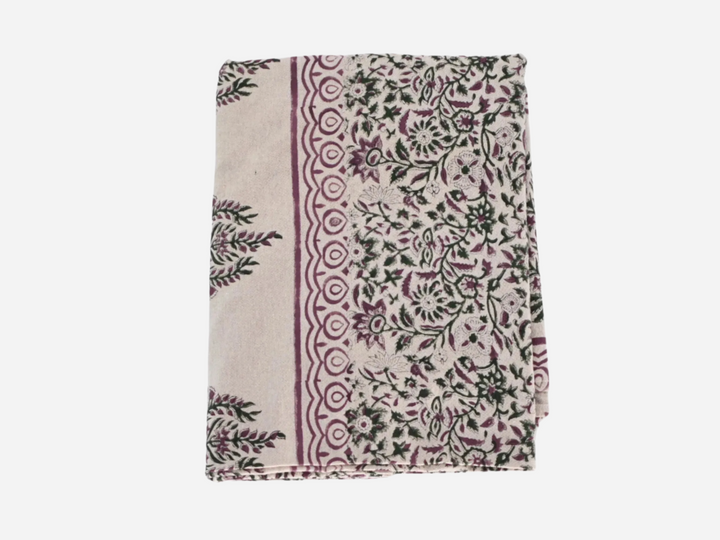 Hannah Floral Block Print Tablecloth - Maple Village Lane