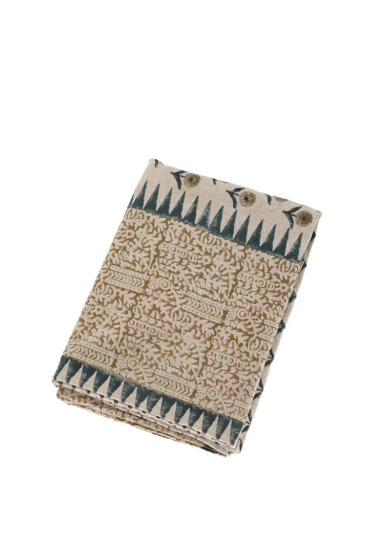 Fiona Floral Block Print Tablecloth - Maple Village Lane