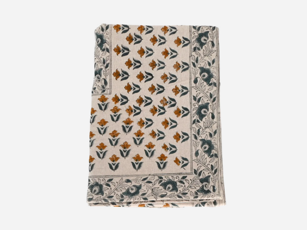 Grace Floral Block Print Tablecloth