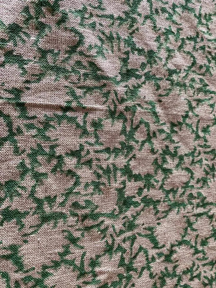 Block Print Handloom Linen Fabric Heavy Linen Fabric Natural Linen Fabric - Maple Village Lane