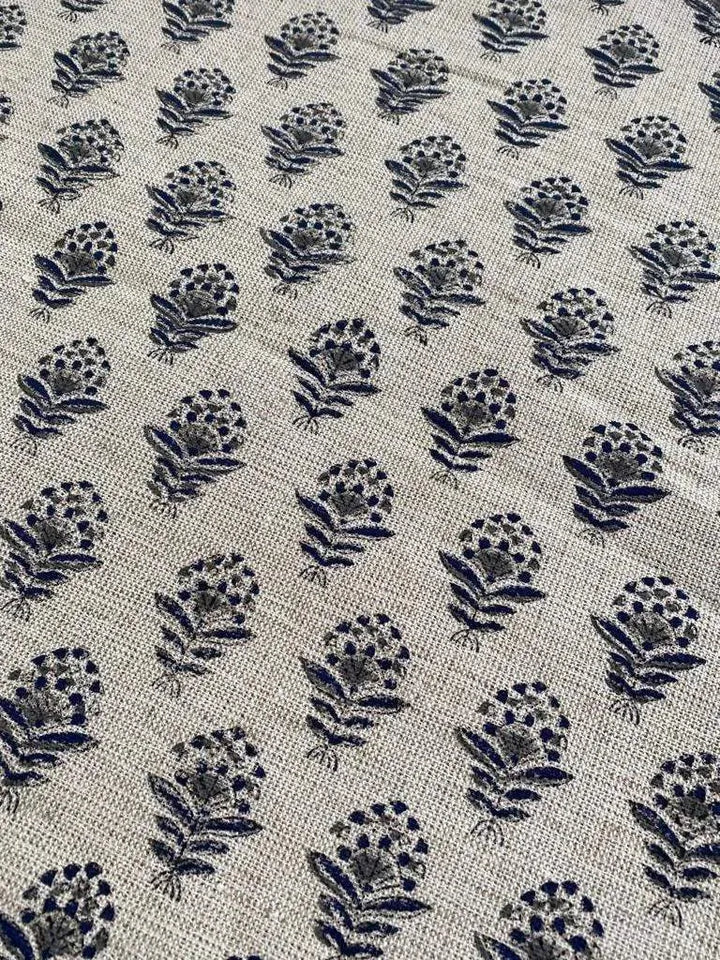Heavy linen fabric designer Indian hand block print heavy fabric pillowcases thick linen upholstery block printing art table cover,Curtains - Maple Village Lane