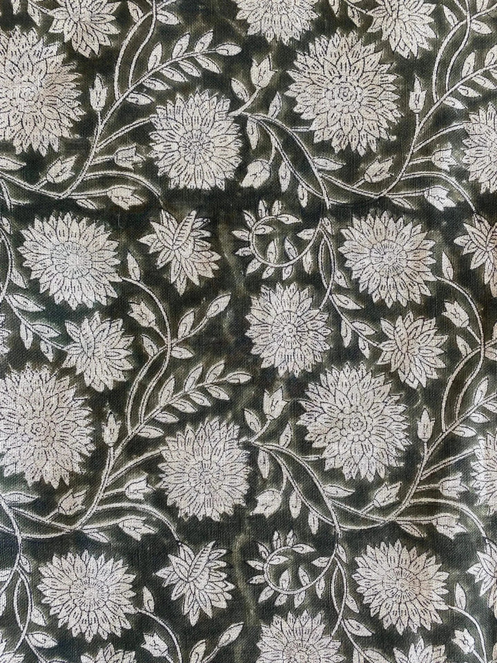 Linen fabric, Fabric by yard, Hand printed fabric, Block Print Fabric, Indian Fabric