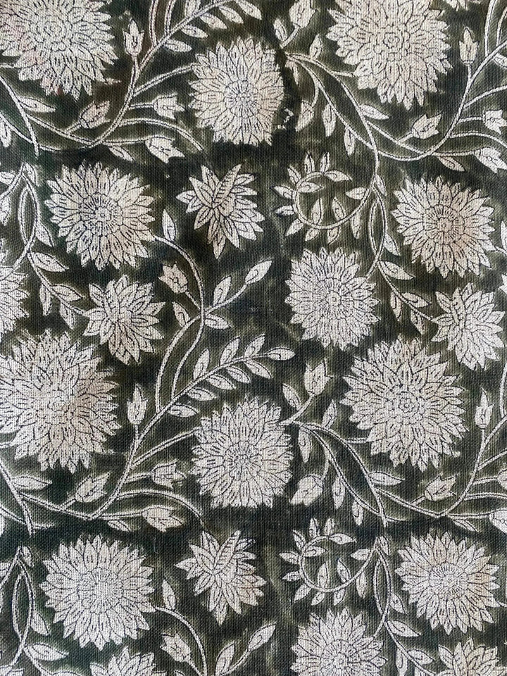 58" inches Hand Block Printed Linen Fabric , Home Decor Best Linen Fabric for decor, pillows ,upholstery, curtain - Maple Village Lane