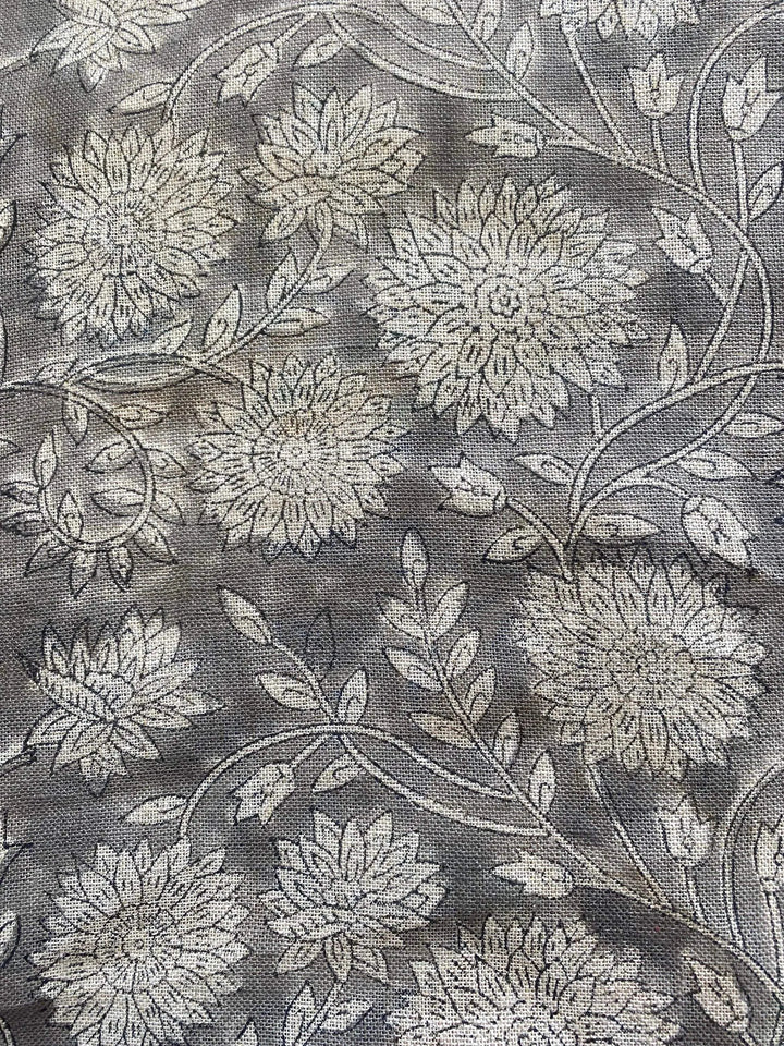 Anneti Designer Floral Indian Hand Block Print Linen Fabric - Maple Village Lane