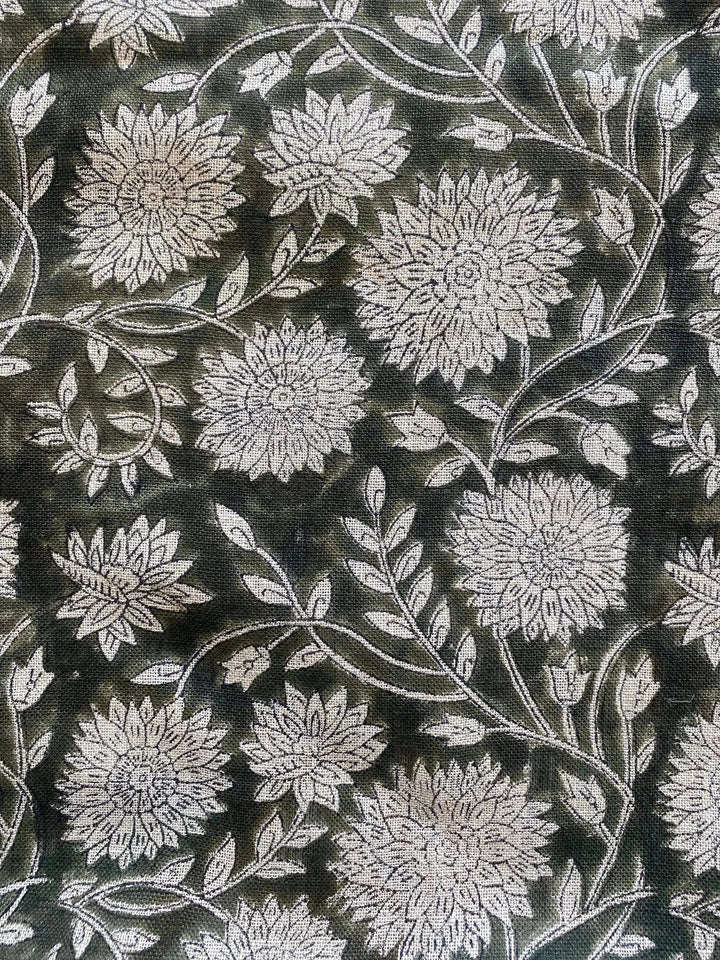 58" inches Hand Block Printed Linen Fabric , Home Decor Best Linen Fabric for decor, pillows ,upholstery, curtain - Maple Village Lane