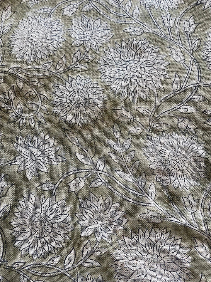 58" inches Indian Hand Block Print Fabric, Indian Linen Fabric, Block Print Fabric, Designer Floral Printing Fabric, Upholstery fabric, - Maple Village Lane