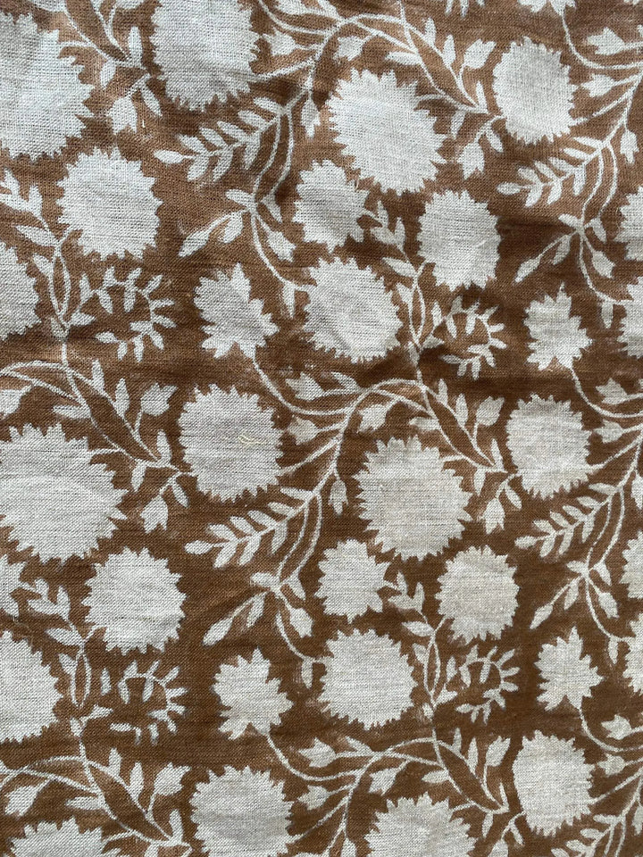 Zaples Block Print Linen Designer Fabric for Upholstery, Curtains and more - Maple Village Lane