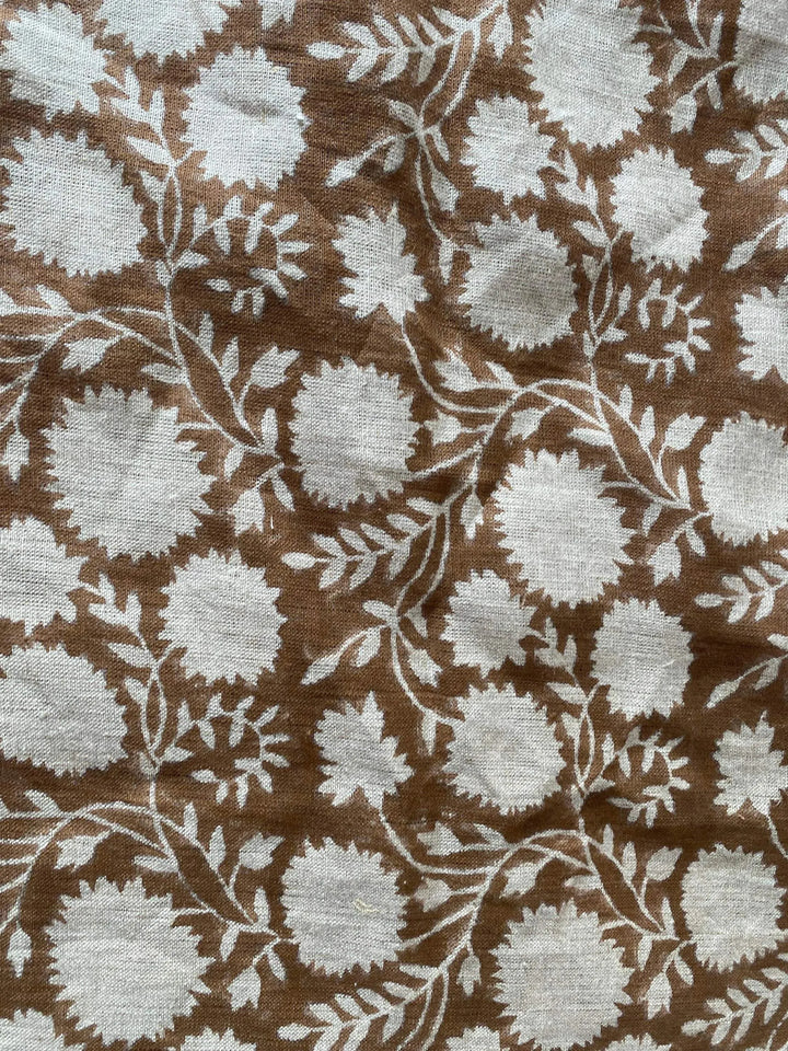 Zaples Block Print Linen Designer Fabric for Upholstery, Curtains and more - Maple Village Lane