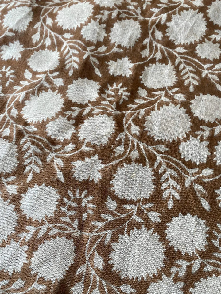 Zaples Block Print Linen Designer Fabric for Upholstery, Curtains and more - Maple Village Lane