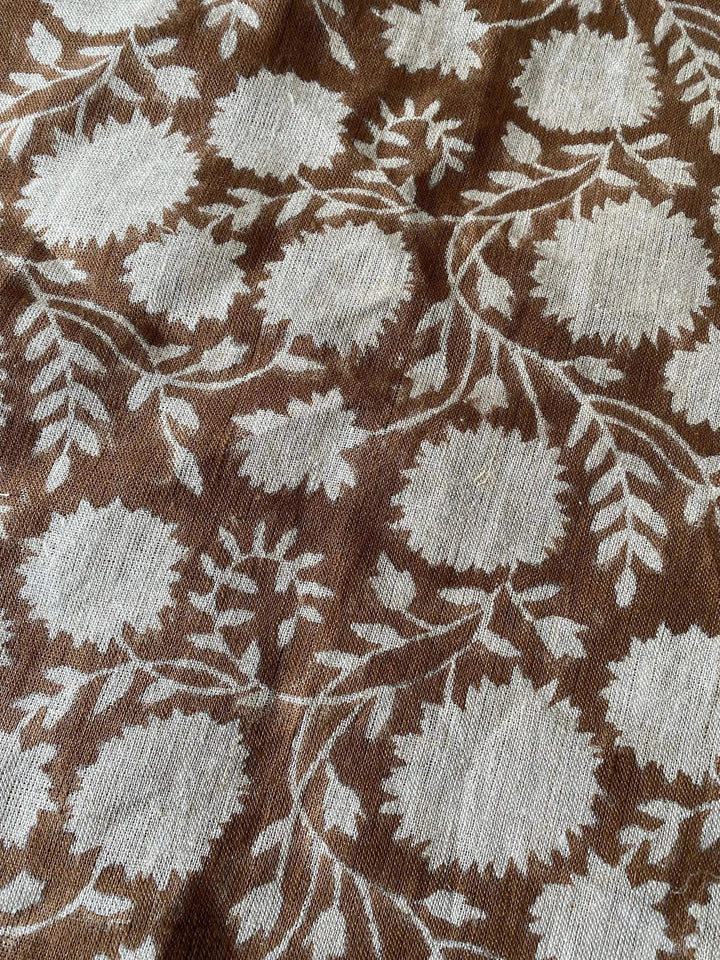 Zaples Block Print Linen Designer Fabric for Upholstery, Curtains and more - Maple Village Lane