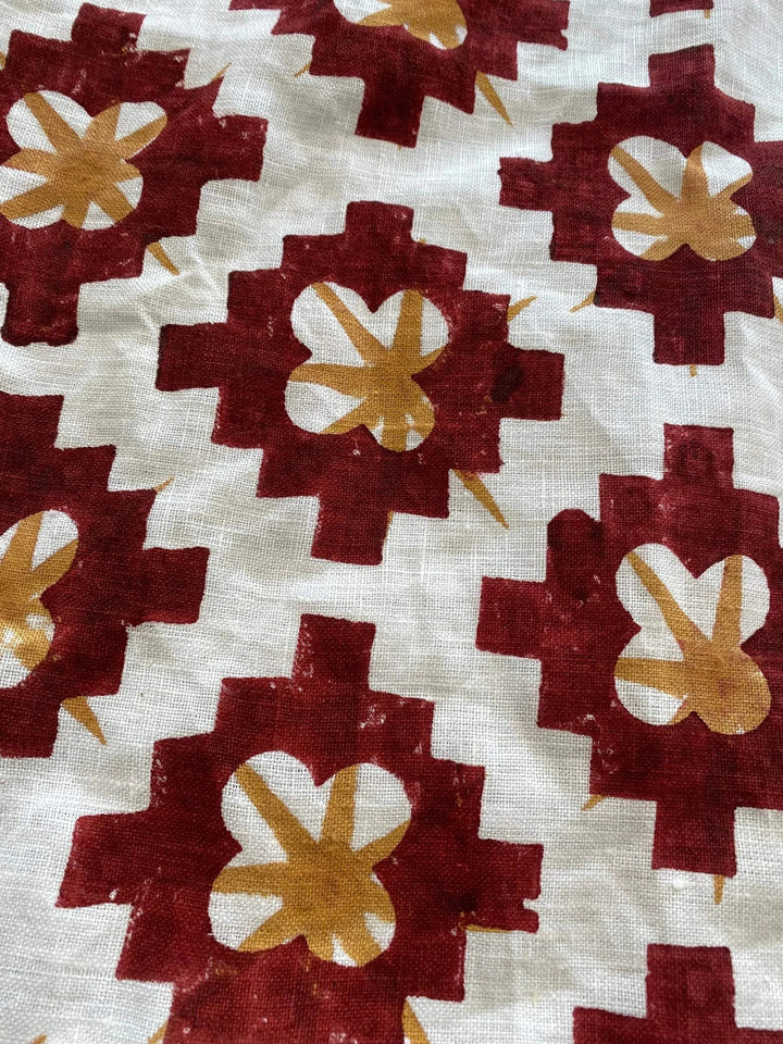Linen fabric, Fabric by yard, Hand printed fabric, Block Print Fabric, Indian Fabric
