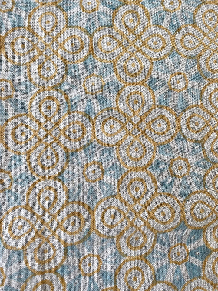ROUNDED || Indian Hand Block Print Fabric, Indian Linen Fabric, Block Print Fabric, Designer Floral Printing Fabric, Upholstery fabric, - Maple Village Lane