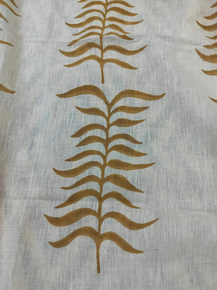 Staples Block Print Linen Designer Fabric for Upholstery, Curtains and more - Maple Village Lane