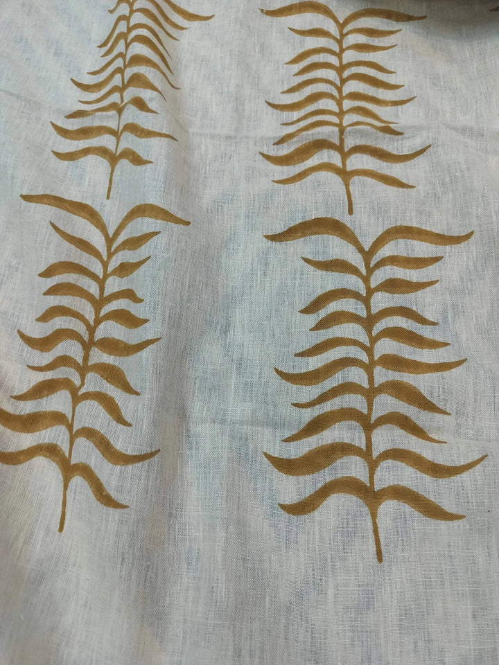 Staples Block Print Linen Designer Fabric for Upholstery, Curtains and more - Maple Village Lane