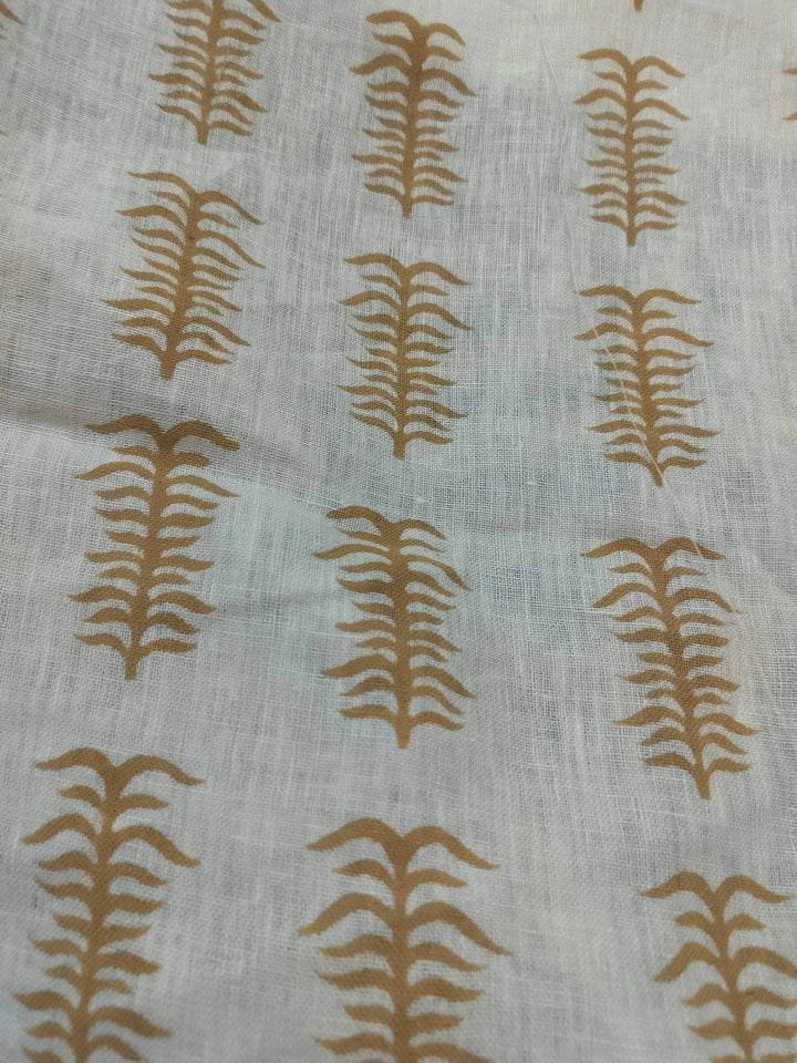 Staples Block Print Linen Designer Fabric for Upholstery, Curtains and more - Maple Village Lane
