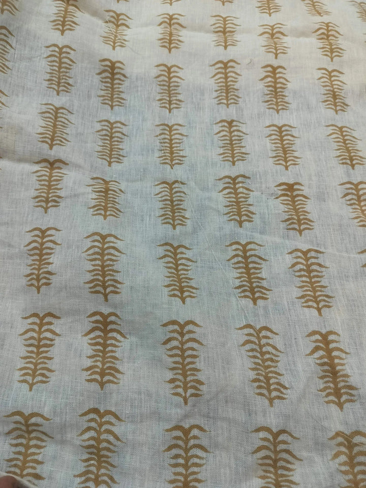 Staples Block Print Linen Designer Fabric for Upholstery, Curtains and more - Maple Village Lane