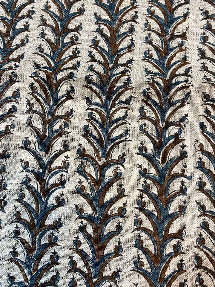 Joy Indian Hand Block Print Linen Fabric For Curtains and Upholstery - Maple Village Lane
