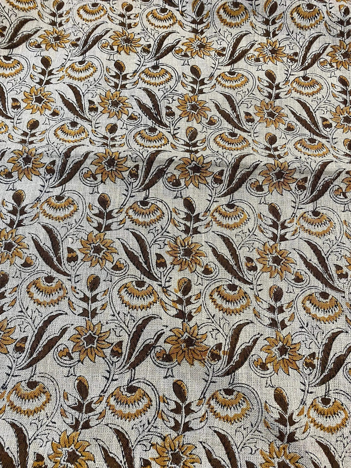 58" inches Hand Block Printed Linen Fabric , Home Decor Best Linen Fabric for decor, pillows ,upholstery, curtain - Maple Village Lane