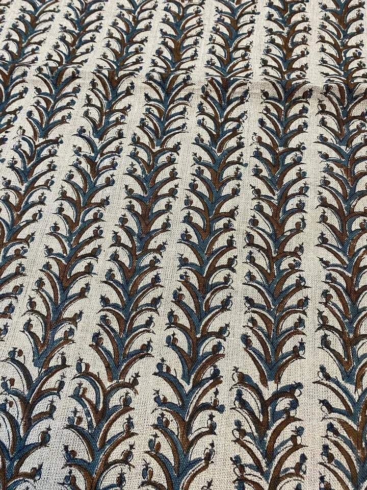 Joy Indian Hand Block Print Linen Fabric For Curtains and Upholstery - Maple Village Lane