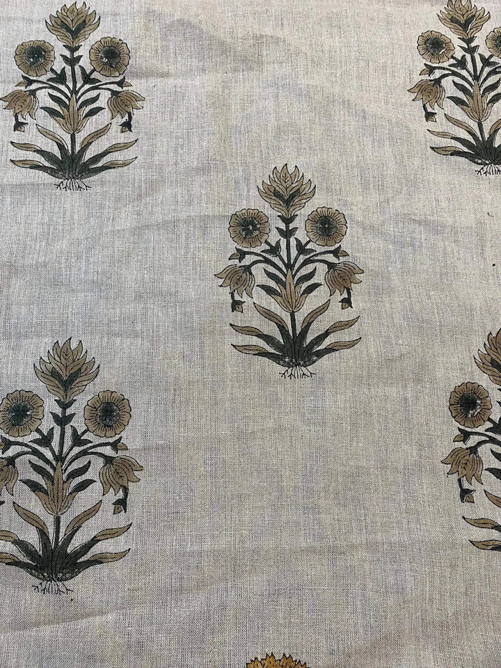 58" inches Hand Block Printed Linen Fabric , Home Decor Best Linen Fabric for decor, pillows ,upholstery, curtain - Maple Village Lane