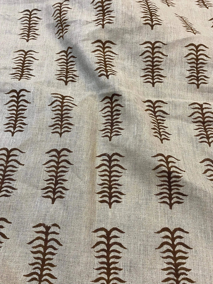 Staples Block Print Linen Designer Fabric for Upholstery, Curtains and more - Maple Village Lane