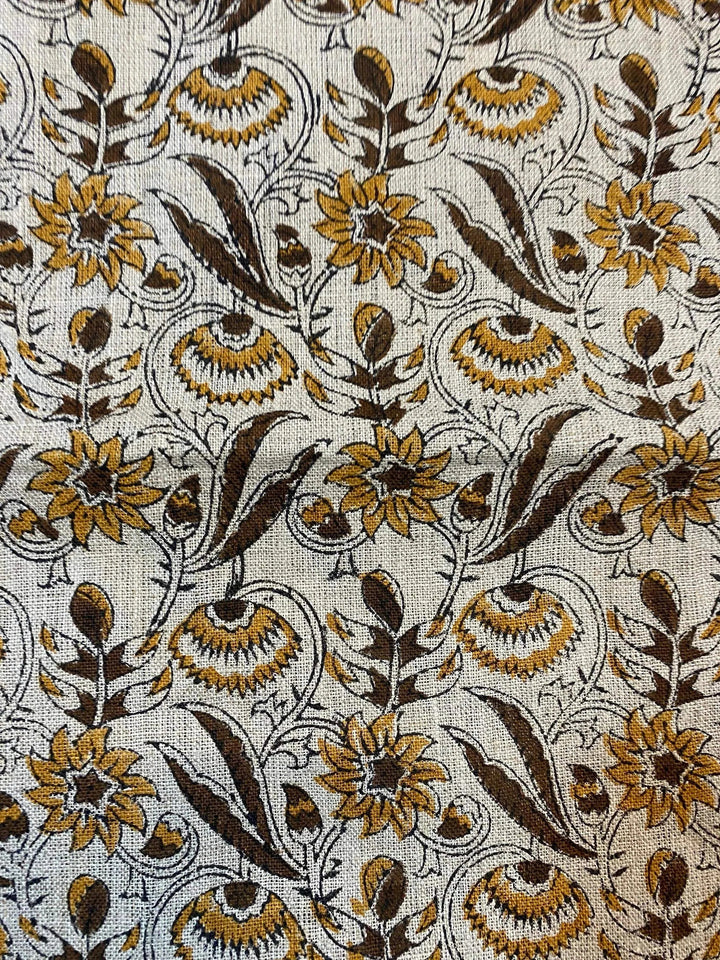 58" inches Hand Block Printed Linen Fabric , Home Decor Best Linen Fabric for decor, pillows ,upholstery, curtain - Maple Village Lane