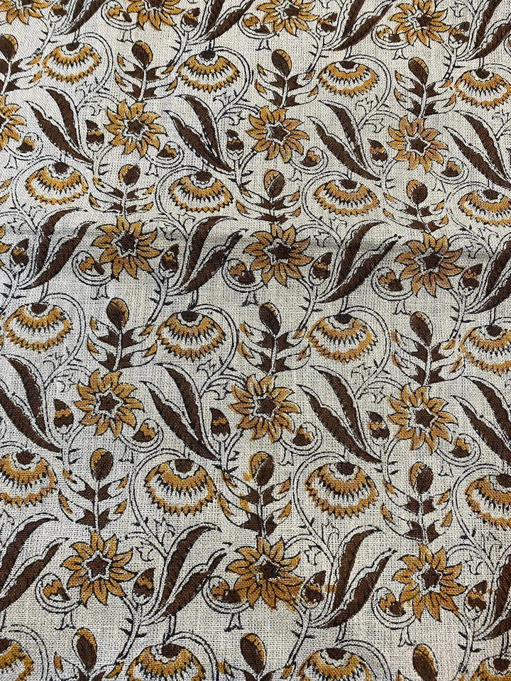 58" inches Hand Block Printed Linen Fabric , Home Decor Best Linen Fabric for decor, pillows ,upholstery, curtain - Maple Village Lane