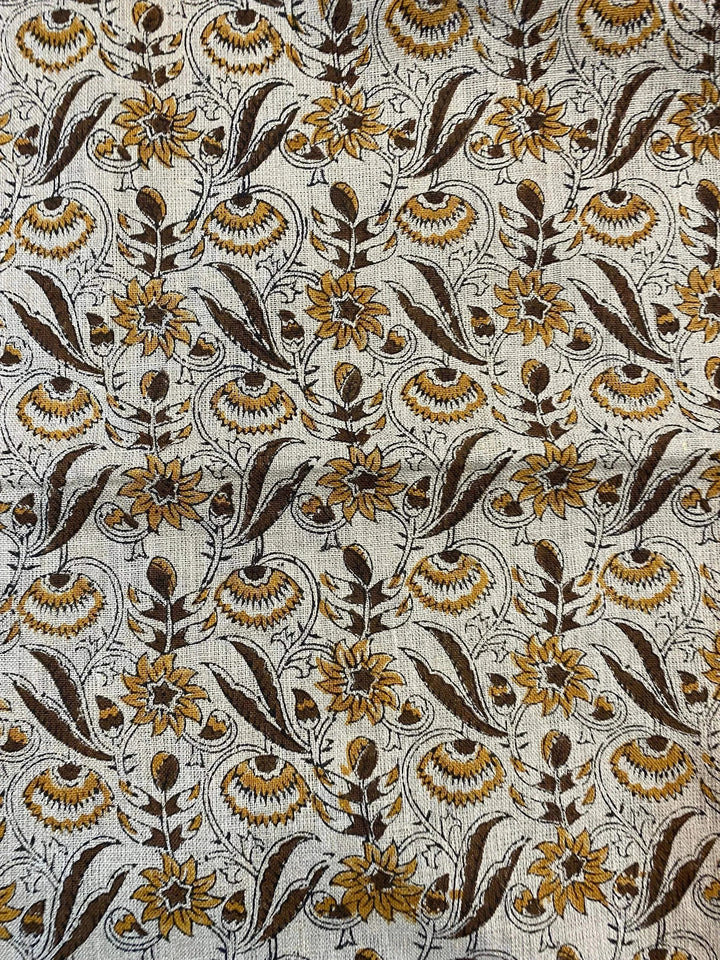 58" inches Hand Block Printed Linen Fabric , Home Decor Best Linen Fabric for decor, pillows ,upholstery, curtain - Maple Village Lane