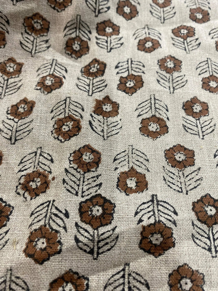 58" inches Hand Block Printed Linen Fabric , Home Decor Best Linen Fabric for decor, pillows ,upholstery, curtain - Maple Village Lane