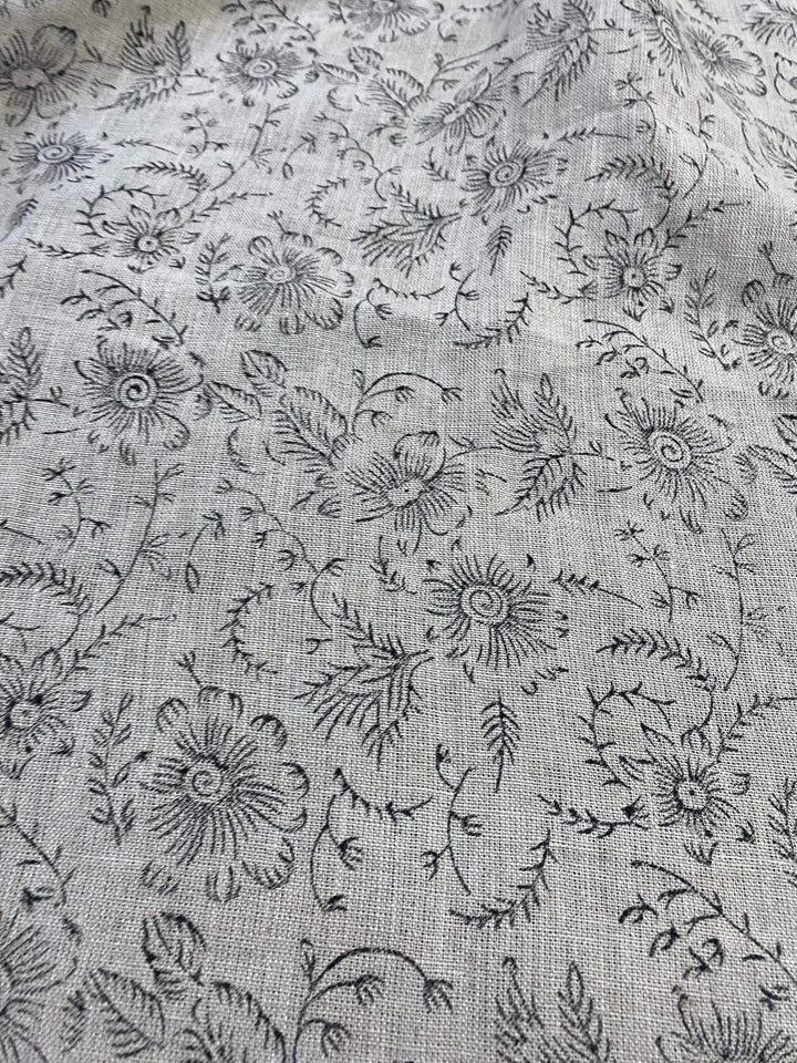 58" inches Hand Block Printed Linen Fabric , Home Decor Best Linen Fabric for decor, pillows ,upholstery, curtain - Maple Village Lane