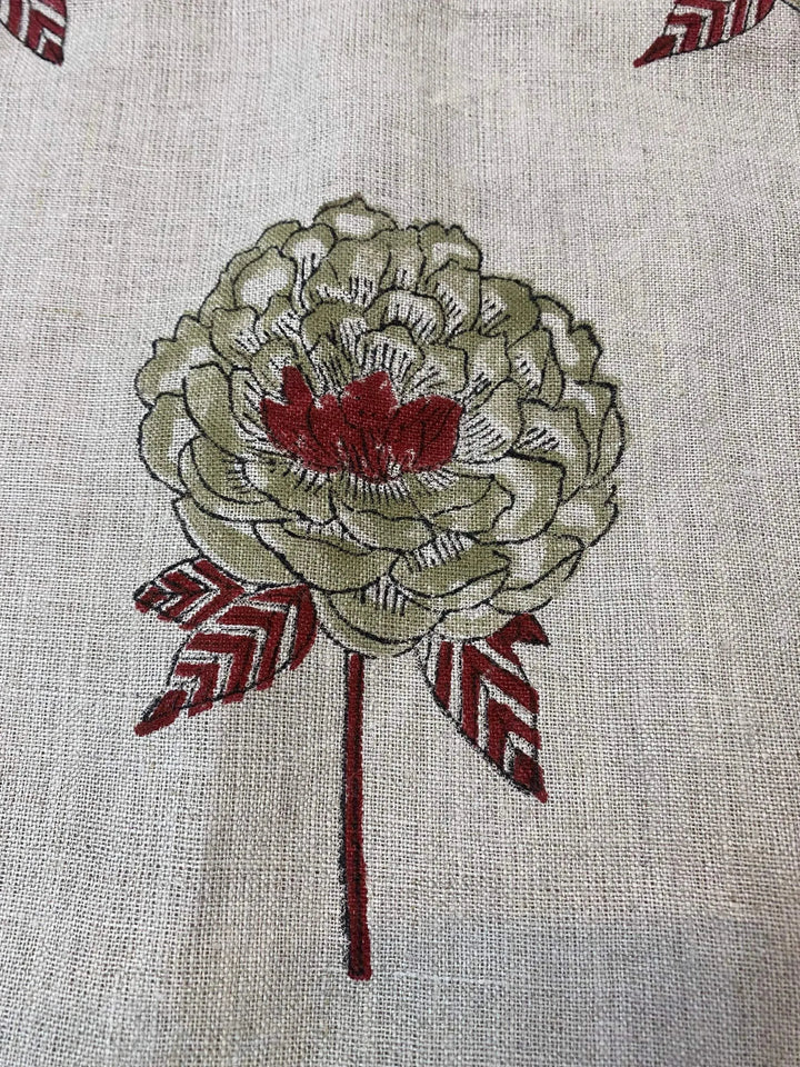 58" inches Hand Block Printed Linen Fabric , Home Decor Best Linen Fabric for decor, pillows ,upholstery, curtain - Maple Village Lane