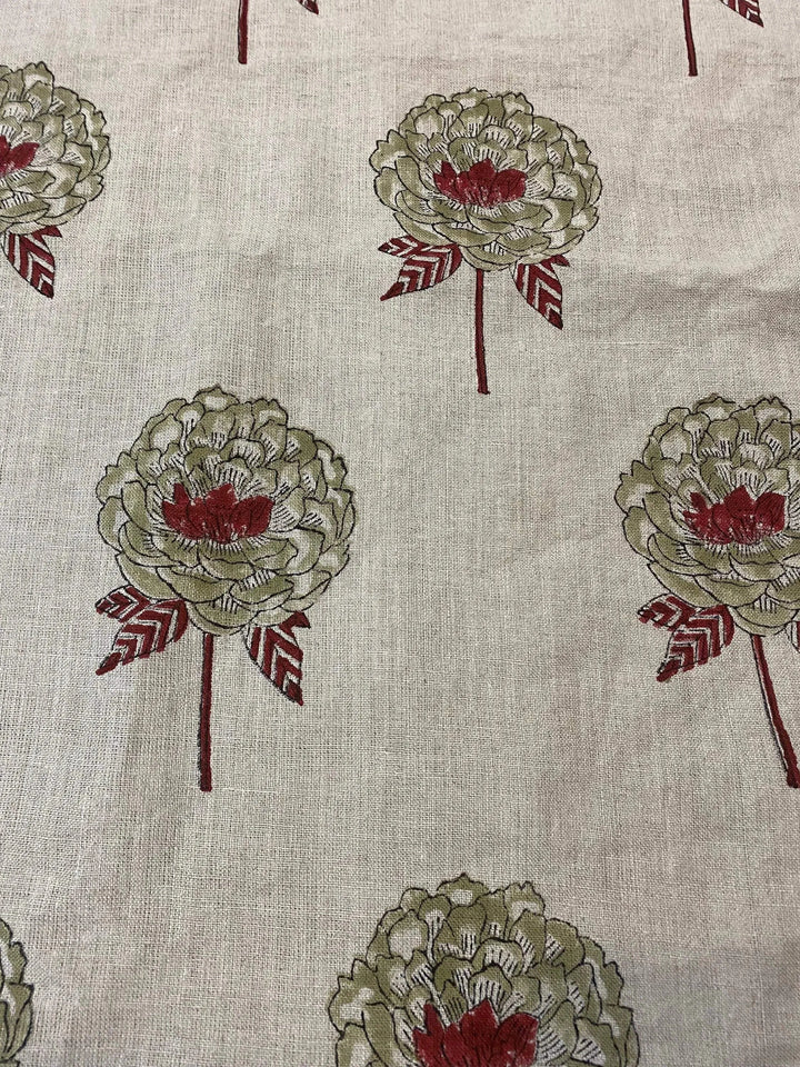 58" inches Hand Block Printed Linen Fabric , Home Decor Best Linen Fabric for decor, pillows ,upholstery, curtain - Maple Village Lane
