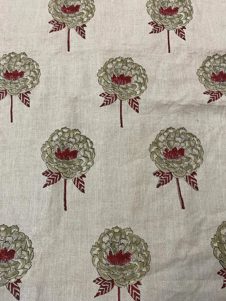 58" inches Hand Block Printed Linen Fabric , Home Decor Best Linen Fabric for decor, pillows ,upholstery, curtain - Maple Village Lane