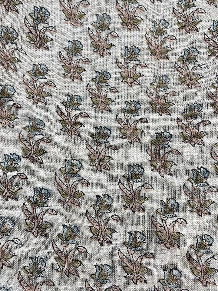 58" inches Hand Block Printed Linen Fabric , Home Decor Best Linen Fabric for decor, pillows ,upholstery, curtain - Maple Village Lane