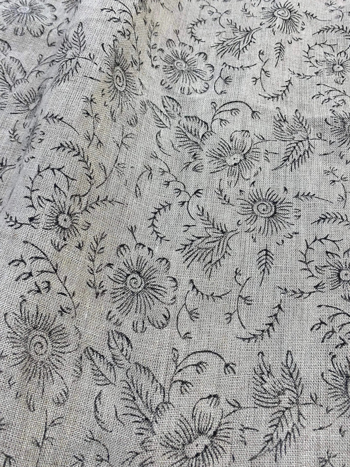 58" inches Hand Block Printed Linen Fabric , Home Decor Best Linen Fabric for decor, pillows ,upholstery, curtain - Maple Village Lane